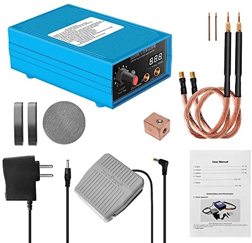 Shkalacar 5000W Punktschweißgerät, Mini Hochleistungs Handtragbares Heimschweißgerät mit Digitalanzeigedesign, Batterie Nickelblech Spot Weld Machine für Nickeldicke 0,1 bis 0,15 mm(EU Stecker)