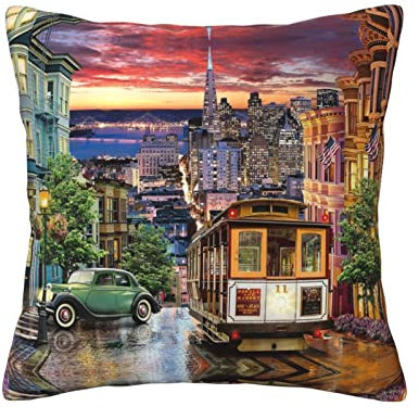 WURTON San Francisco Dekokissenbezüge für Sofa, Couch, Innenbereich, neutrale Dekoration