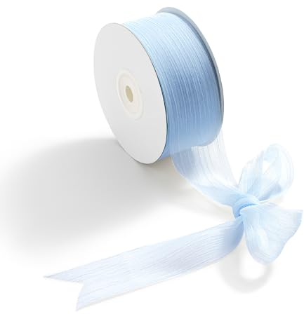 CHUQING Geschenkband Blau Chiffon 38 mm Breit Schleifenband Dekoband Stoffband Hochzeit Geschenkbänder Chiffonband