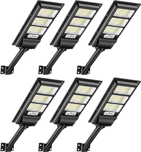Bellanny 300W Solar Straßenlaternen 840LED Solarlampe Außen mit Bewegungsmelder, 6500K Wandleuchten mit Fernbedienung - IP65 Wasserdichte Wegeleuchte Sicherheitsleuchte für Garten Garage,6Pack