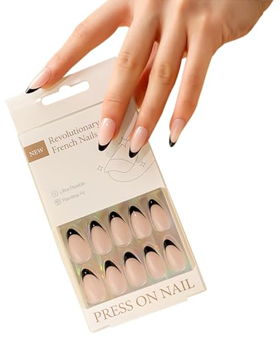 ZAHRVIA Press On Nail Gelnägel Zum Aufkleben, Salon Acrylic Natural Collection, Quadratische Kunstnägel mittlerer Länge, inkl. 30 Kunstnägel, Nagelfeile, Nagelkleber Pads und Manikürstäbchen