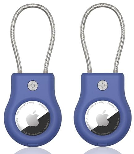 SCALLOP Air Tag Holder with Wire Cable,Durable-Resistant-Secure Air Tag Keyring,360°Protective Air Tag Case Accessory for Keys, Key Ring,Luggage Compatible Apple Air tag