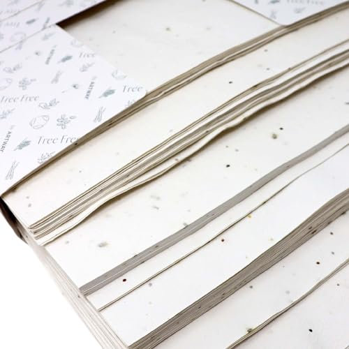 Artway Tree Free Wildblumen Saatgut Papierpaket - 100 x A4-Blätter -180gsm - Wildblumen Saatgut Baumwoll-Lappenpapier für Kunsthandwerk, Wildblumensaatgut