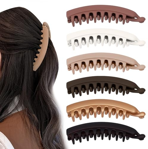 Lot de 6 grandes pinces à cheveux bananes de style vintage pour cheveux longs et épais