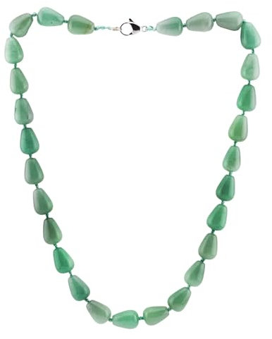 Handgefertigte Damen Edelstein Perlenkette - Tropfenform Naturstein Halskette für Frauen und Mädchen, 48cm (Grüner Aventurin)