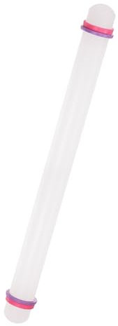 GLOKUUCA Fondant Rolling Pin - Fondant Cake Dough Roller Non-Stick No Handle Rolling for Baking Kitchen Tool Rolling Pin with Rings PP - (20 x 0.98, White)