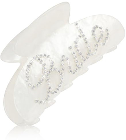 YUXIANLB Haarspange Mit Klauen Für Die Braut Weiße Bananenspangen Aus Acryl Hochzeitsgeschenk Für Die Braut Haaraccessoire Mit Strasssteinen Für Die Braut Geschenk Für Junggesellinnenabschiede