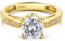 Jeulia Damen Moissanitring aus Sterlingsilber: Zirkonia vergoldet, Verlobungsring, Diamant-Bandring für Frauen und Mädchen, Ring, Partyschmuck (Gelbes Gold, 57(18.1))