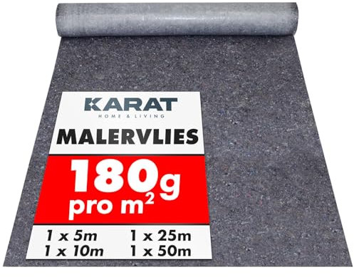 KARAT Malervlies Rolle 10m x 1m, Maler Abdeckvlies 10m² mit Anti-Rutsch Beschichtung, Malerteppich wiederverwendbar für Maler & Handwerker Abdeckfliesse für Boden 180g/m²
