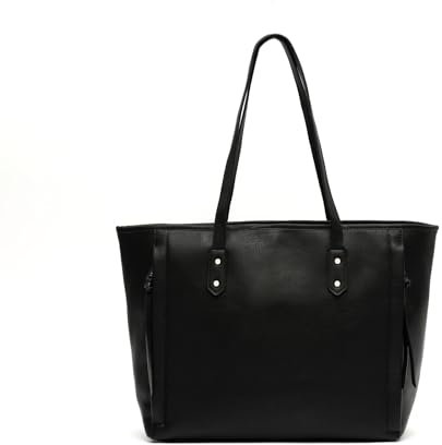 MISAKO Leandra bolso shopper grande con bolsillo para portátil (15) Mujer - Leandra Negro 32 X 47 X 15 cm