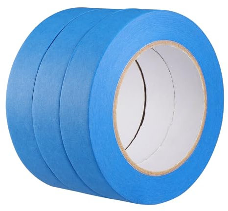 Kyrio 3 Rollen Abdeckband, Malerabdeckband, hochwertiges blaues Malerkrepp, Universal-Malerband, Farbiges Klebeband, für Malerarbeiten, Dekoration Renovierung(25mmX50m)