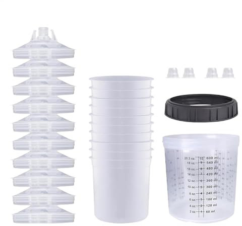 Gobelet de mélange de peinture - Gobelet de peinture de voiture transparent - Pistolet à peinture pneumatique - Gobelets jetables, pistolets pulvérisateurs de peinture jetables, gobelets de mélange