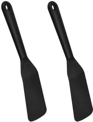 2 Pieces Silicone Spatula, Silicone Spatula Turner, Heat Resistant Flexible Pancake Spatula, for Fish, Eggs, Pancakes, Pizza, Steak, Omelette, Crepes (Black)