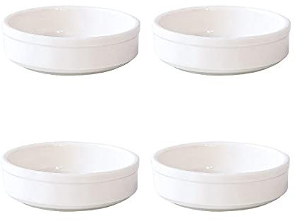 BTWYU Ciotole per intingere, ciotole per salse Serie classica bianca Piattino rotondo rotondo in porcellana Piatti for condimenti Piatti for salsa di soia-Set da 4-Bianco