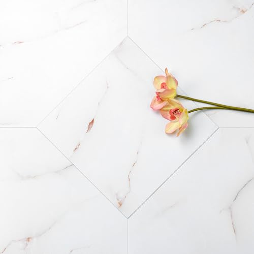 LaCheery 36 Piezas Vinilo Suelo Marmol Baldosas Adhesivas Suelo Vinilo Autoadhesivo Blanco Baño Impermeable 30cm x 30cm Suelos de Vinilos Adhesivos para Suelos Cocina Cobertura 3.24㎡ Antideslizante