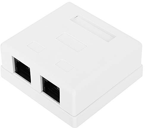 Cat 6 Dual-Port RJ45 Network Connector Junction Box for Surface Mounting, Ideal for Desktop Wiring Solutions