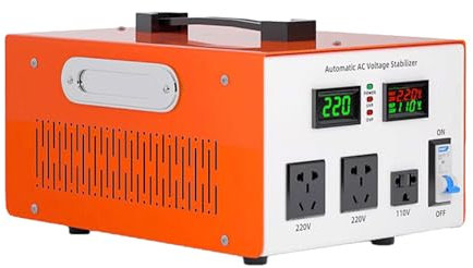 LADECNERHT Stabilizzatore di Tensione Monofase, Protezione da Sbalzi, Picchi E Cali di Corrente per: TV, Impianti HiFi, Stampanti, Piccoli Dispositivi di Casa E Ufficio, Pronto all’Uso,3000W-220V