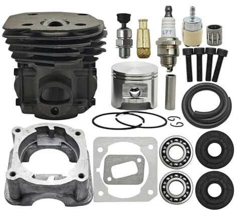 UYTGFO Convient for tronçonneuse Husqvarna 353 346 350 537 25 30 02, filtre à carburant, bougie d'allumage, cylindre 45 mm, piston, vilebrequin, roulement, kit de joints d'huile