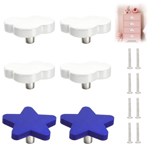 6er Set Kinderzimmer Möbelgriffe Schrankknauf Set, Cartoon Form Schubladengriff Weiche Gummi Türknöpfe für Schrankgriff Schubladen Knöpfe Kinderzimmer Schränke Toy Organizer Box für Jungen & Mädchen