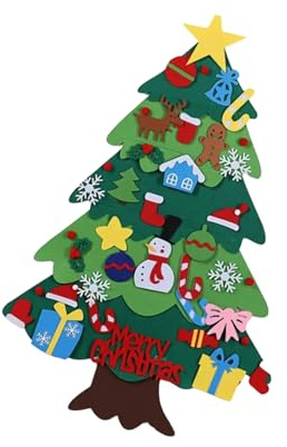 Grande albero di Natale in feltro fatto a mano con luci da appendere alla parete accessorio con decorazioni staccabili per bambini albero di feltro per feste di Natale per bambini