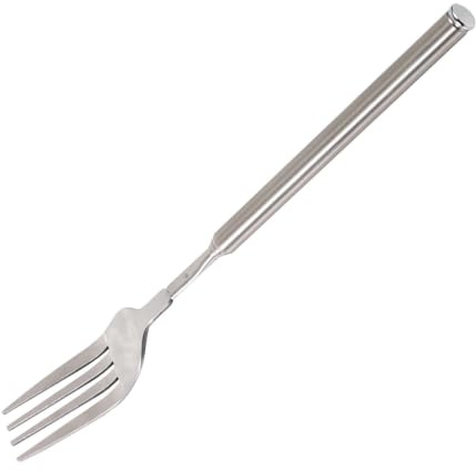 2PCS Ausziehbare Gabel, BBQ Teleskop Ausziehbare Abendessen Obst Dessert Lange Griff Gabel Edelstahl Besteck Für BBQ Abendessen Obst Dessert