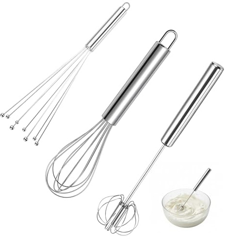 3 Pcs Stainless Steel Whisk Set, Hand Whisk, Small Metal Whisks