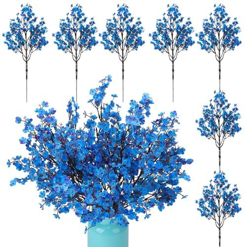 Xialvyu Schleierkraut Künstlich Blumen,21 Stück Schleierkraut Künstlich Gypsophila Blumen für DIY Hochzeit Blumenstrauß Party Tisch Centerpieces Blumenarrangements und Home Dekoration(Blau)