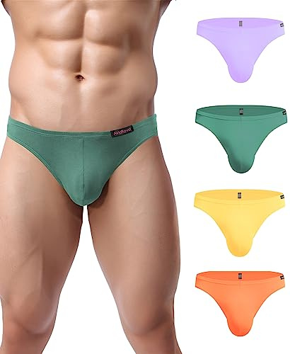Avidlove Lot de 4 slips en micro-modal pour homme - Doux comme de la soie, Violet clair/vert/jaune/orange, L