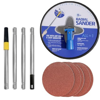 JISADER Trockenbauschleifer Manuell mit Teleskopstange Und 5 Unterschiedlichen Schleifpapieren Aus Aluminiumlegierung für Gleichmäßiges Polieren für Deckenren, Blau
