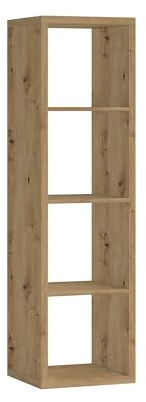 möbelando Raumteiler >Style< Modern in Artisan Eiche Dekor B/H/T: 41/147/38 cm, 4 offene Fächer, Pflegeleichte Melaminbeschichtung, stabile Spanplatte, belastbar bis 20 kg, zerlegt