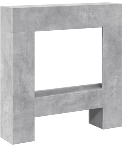 Marco de chimenea de madera gris hormigón 81 x 18 x 82 cm, compatible con chimeneas LED, estante decorativo, construcción robusta, fácil de limpiar, ideal para salón y terraza