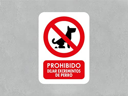 Oedim Pack 2 Señales Prohibido Dejar Excrementos de Perros, 14,85x21cm, Señaletica en Material Aluminio Blanco Resistente de 3mm, Duradera y Económica
