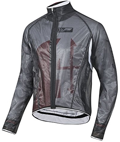 PROLOG Herren Fahrrad Regenjacke Extrem Dünn, Wasserdicht, Atmungsaktiv - Transparent Schwarz Größe M