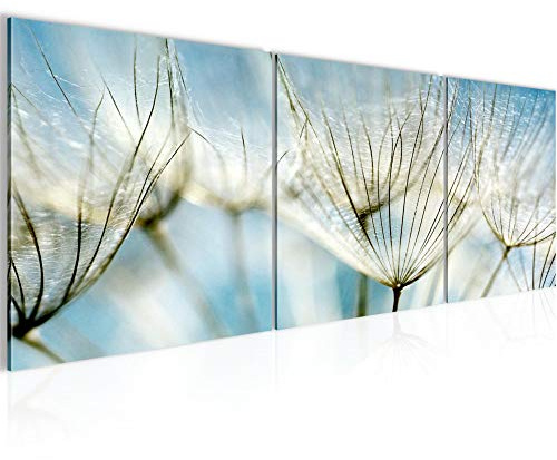Runa Art - Bilder Pusteblume 120 x 40 cm 3 Teilig Wandbild auf Vlies Leinwand Blau Mehrteilig Modern 209833a