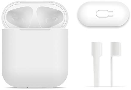 FRTMA Compatible AirPods Case Protective, Silicone Skin Case with Sport Strap Compatible AirPods (Ivory White)