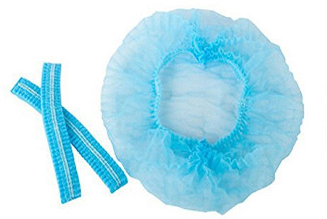 Azul desechables Cap, gorra de pelo Net, 100pcs, elástica talla única, para cosméticos, belleza, cocina, cocción, casa industrias, Hospital