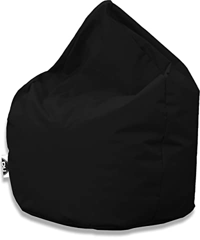 PATCH HOME XXL Sitzsack Tropfenform – Schwarz – Indoor & Outdoor Beanbag mit Styroporfüllung - Bereits Befüllt - Kinder & Erwachsene - 30 Farben & 3 Größen