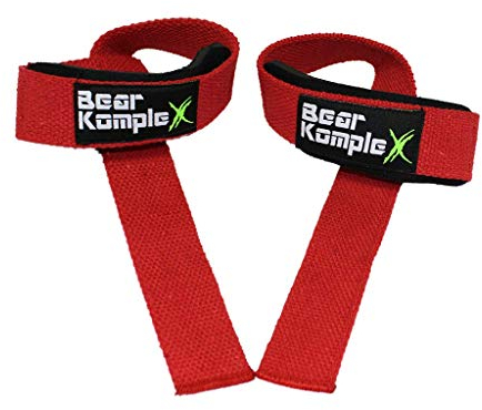 Ours Komplex Sangles de Levage (Paire) – Coton – rembourré en néoprène – pour haltérophilie, Bodybuilding, Circuit d'entraînement, la Musculation, Powerlifting (Red)