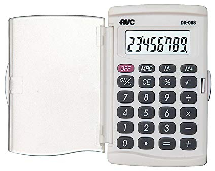 Alevar AVC Calcolatrice Tascabile 8 Cifre con Custodia Trasparente a Sportello e Tasti in Gomma, Formato 57x92x8 mm, Colore Bianco, Confezione da 1 Pezzo