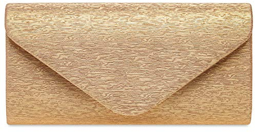 Caspar TA518 Damen kleine elegante Glanz Clutch Tasche Abendtasche, Farbe:roségold, Größe:Einheitsgröße