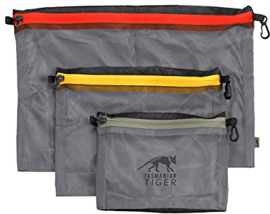 Tasmanian Tiger TT Mesh Pocket Set Black Edition Rucksack Organizer Zusatztaschen in 3 Größen Schwarz