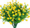 Ruiuzioong Künstliche Blumen, 4er-Pack, UV-beständig, grüne Sträucher, Pflanzen, drinnen und draußen, zum Aufhängen, Pflanzgefäß, Dekoration für Haus und Garten (Gelb)