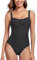 Joweechy Womens One Piece Swimsuit Tummy Control Swimming Costume Vintage Twist Ruched Swimwear Bathing Suit Black,M