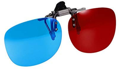 Anaglyphe 3D-Clip-on Brille, Rot/Blau
