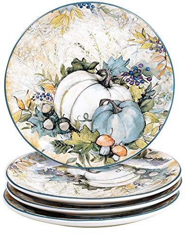 Certified International Harvest Gatherings 9 Salad/Dessert Plates, Multicolor, Medium, Set of 4