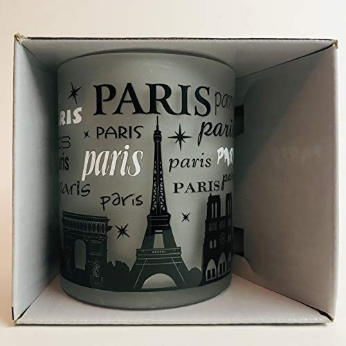 VIANAYA - Mug Paris Tour eiffel cylindrique en verre avec tous les symboles de Paris - hauteur 9,5 CM