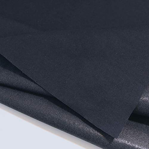 TOLKO mittelscheres Baumwoll-Bügelvlies/Vlieseinlage zum Nähen Basteln | Vlies-Stoff Einlage zum Aufbügeln | fixierbare Bügeleinlage aus Baumwollstoff | 90cm breit | Meterware (Schwarz Blau)