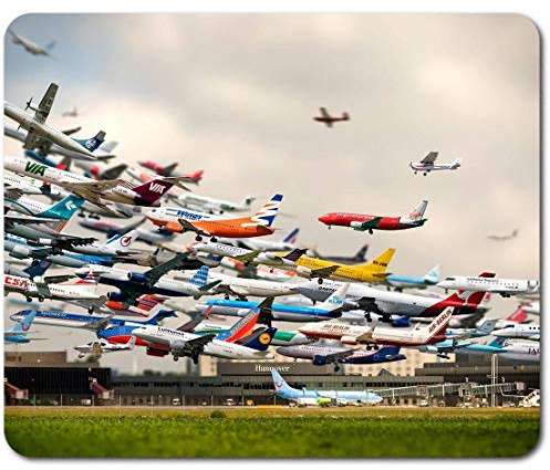 Destination Rectangle Mouse Mat - Airport Aircraft Take Off Plane Holiday 23.5 x 19.6 cm (9.3 x 7.7 inches) for Computer & Laptop, Office, Non-slip Base #44050