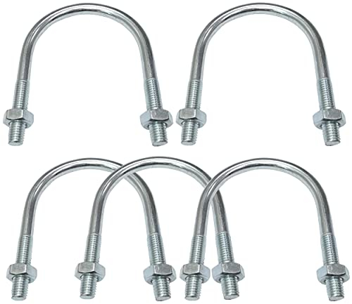 AERZETIX - C48540 - Lot de 5 Boulons en U et 10 écrous M10-110x73mm - en acier au carbone zingué - pour tuyauterie