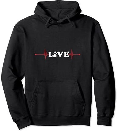 EKG Herzschlag Hund Pfote Liebe Hunde Pullover Hoodie